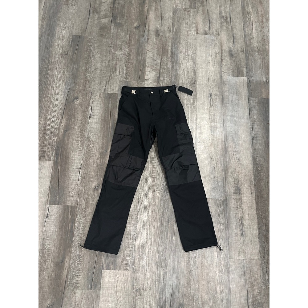 Heliot Emil Black Tech Cargo Pants Ripstop Buckle Detail Trousers Mens 46 NEW